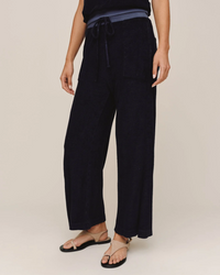 Terry Crop Wide Leg Pant - Nautical Night