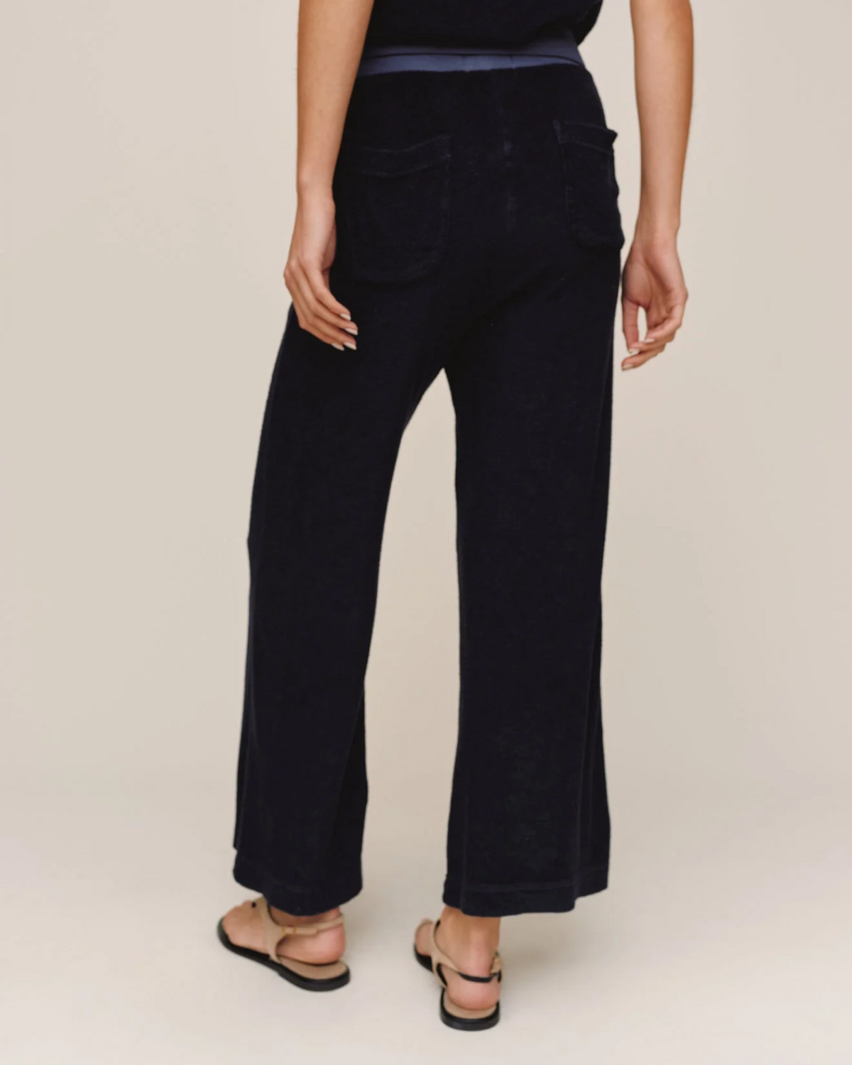 Terry Crop Wide Leg Pant - Nautical Night