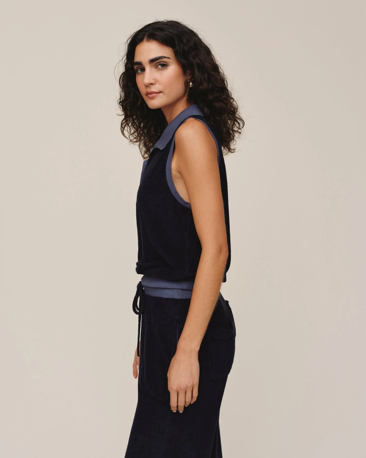 Sleeveless Collar Top - Nautical Night