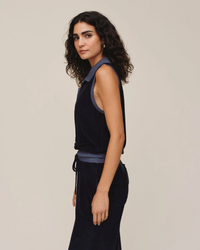 Sleeveless Collar Top - Nautical Night