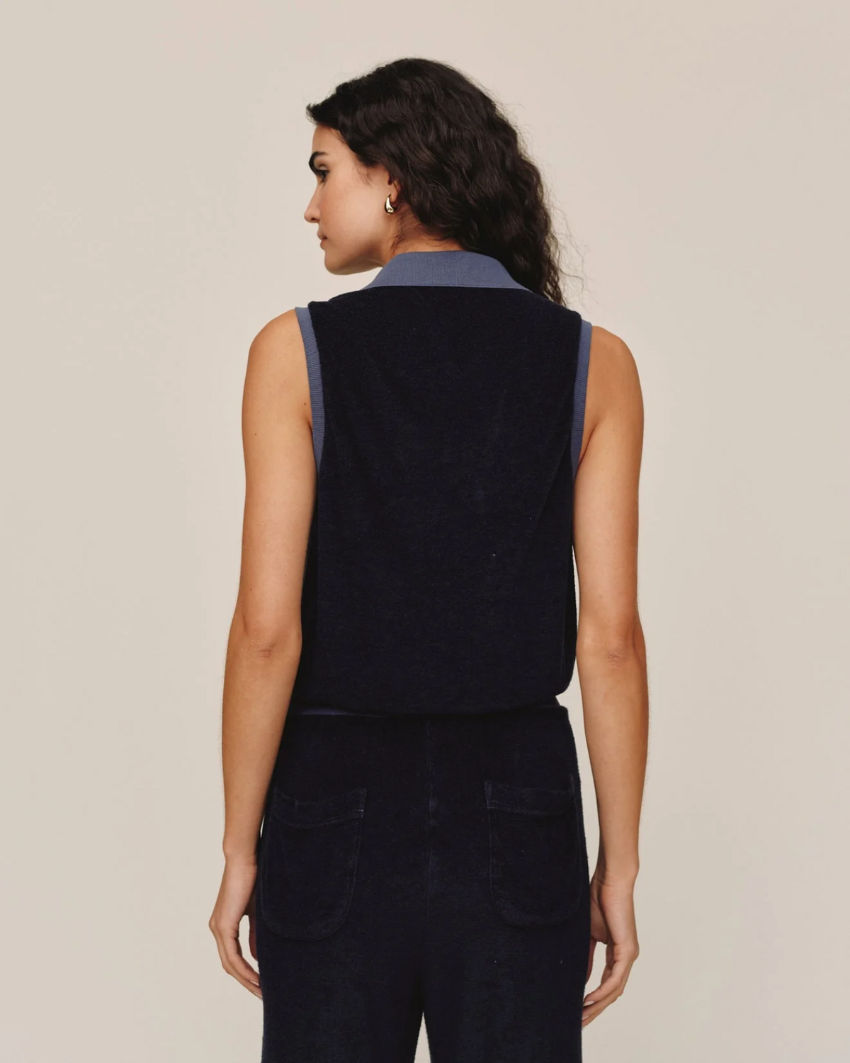 Sleeveless Collar Top - Nautical Night