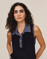 Sleeveless Collar Top - Nautical Night