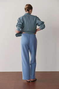 The Eco Terry Stripe Crop Pant - Cornflower