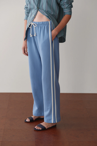 The Eco Terry Stripe Crop Pant - Cornflower
