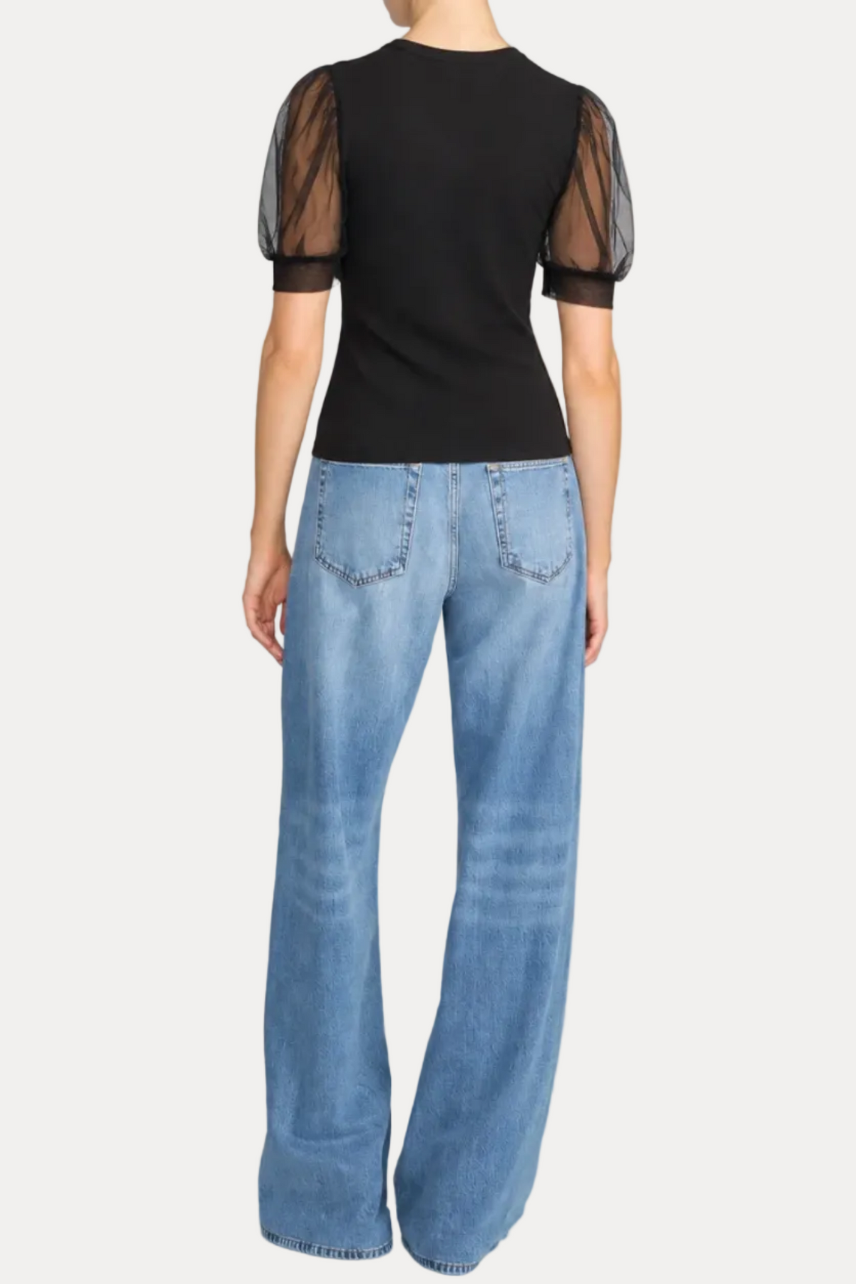 The Tulle Sleeve Top - Black