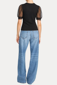 The Tulle Sleeve Top - Black