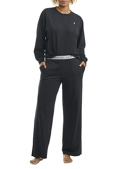 Crew Neck / Wide Leg Pant Set - Navy