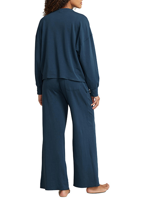 Crew Neck / Wide Leg Pant Set - Navy