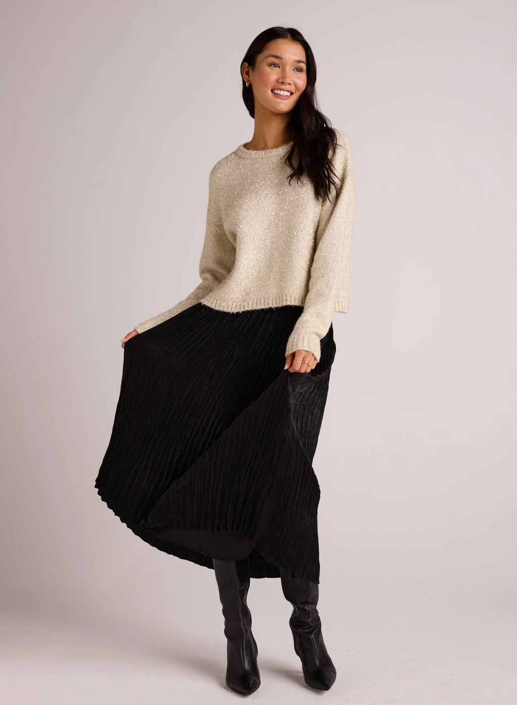 Variegated Pleat Midi Skirt - Black - Bella Dahl – Twist Fashions Inc.