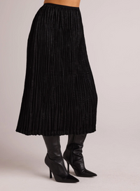 Variegated Pleat Midi Skirt - Black