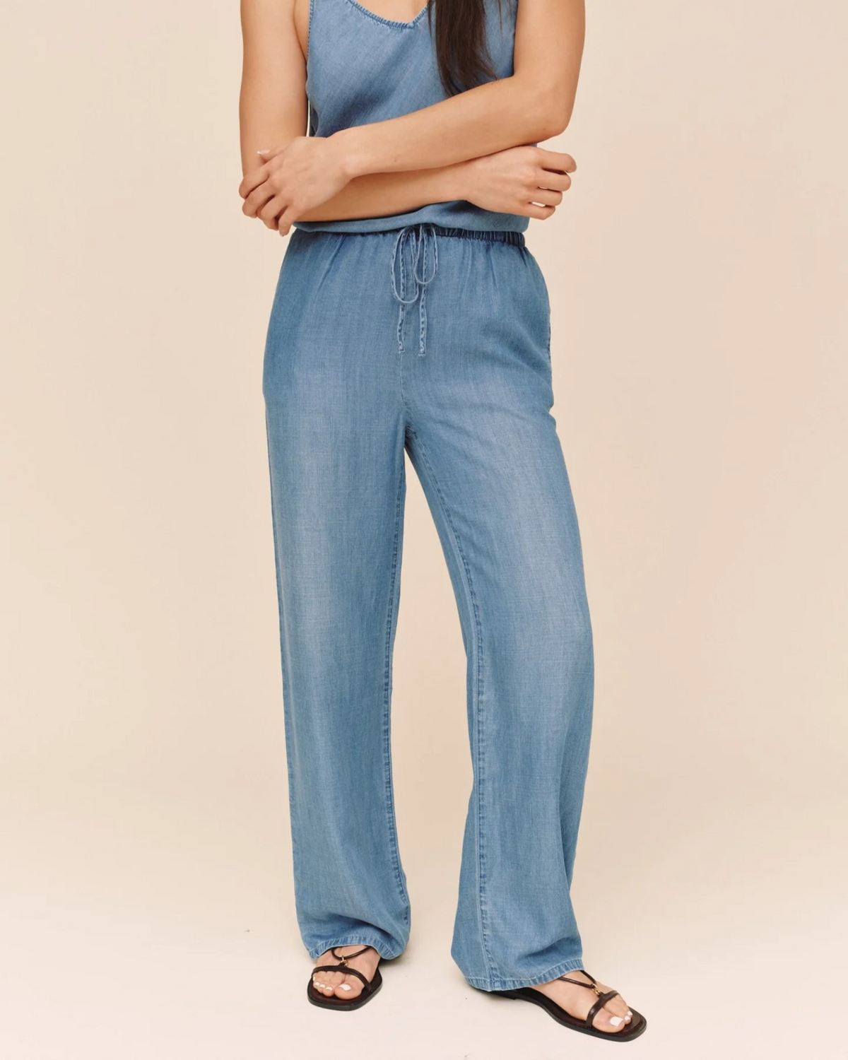 Wide Leg Drawstring - Indigo Harbor Wash
