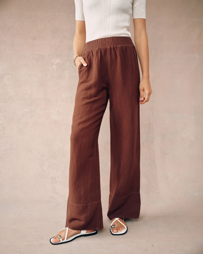 Wide Leg Pant - Henna Brown