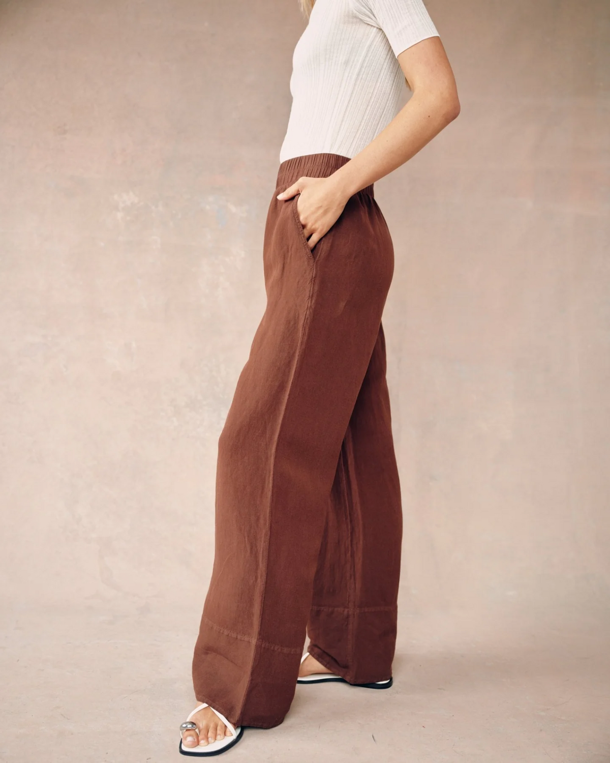 Wide Leg Pant - Henna Brown