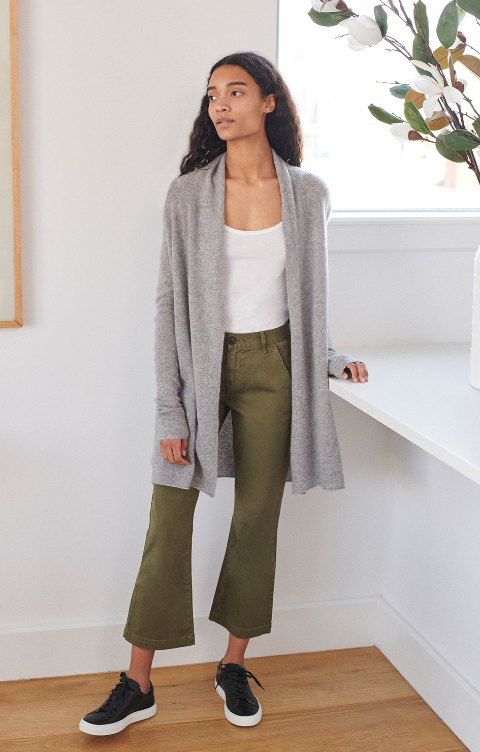 Cashmere Trapeze Cardigan - Grey Heather
