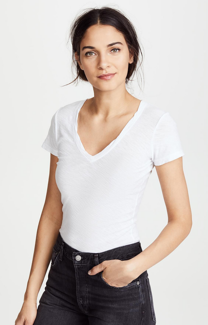 Contrast Tee With Reverse Binding - White