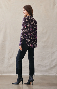 Avalon Long Sleeve Clean Shirt - Floral Plum Print