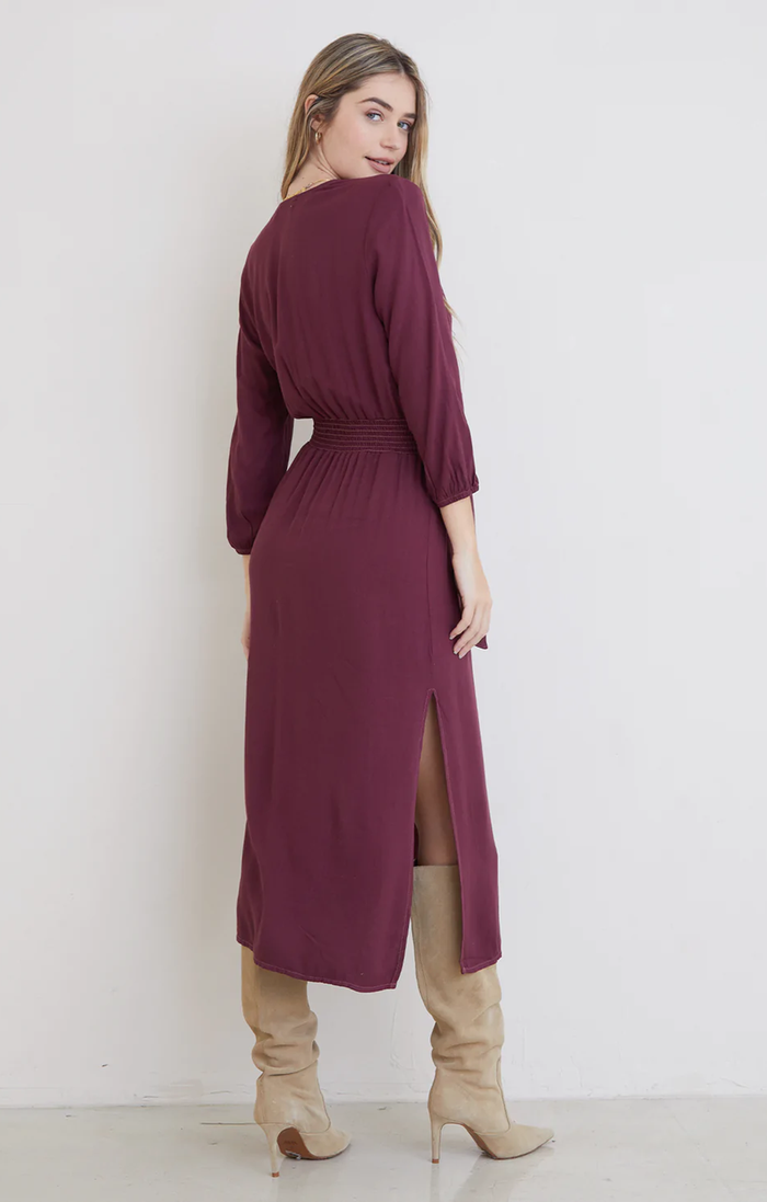 Cross Front Belted Maxi Dress - Wildberry