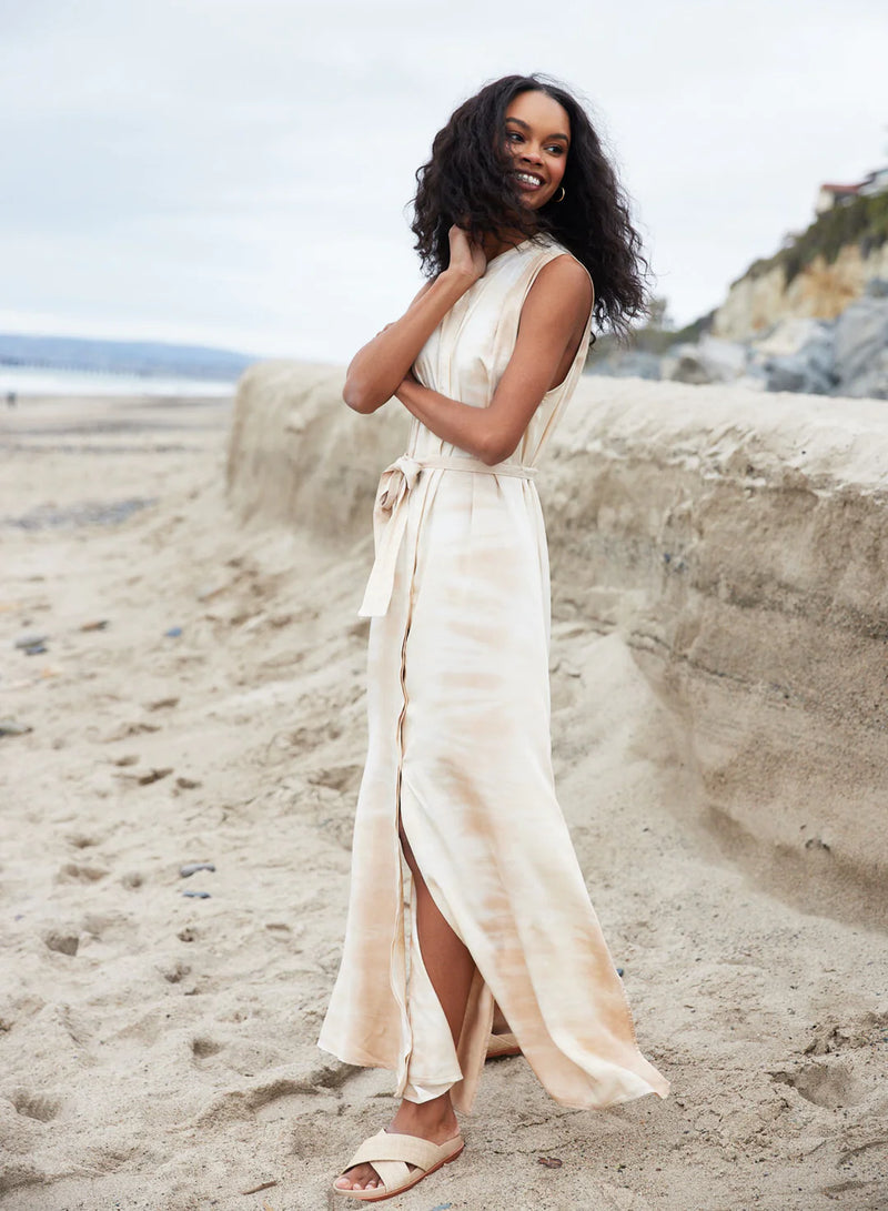 side slit maxi dress for women Luli Fama: Fitted Side Slit Maxi Dress (L841I65-111) XS