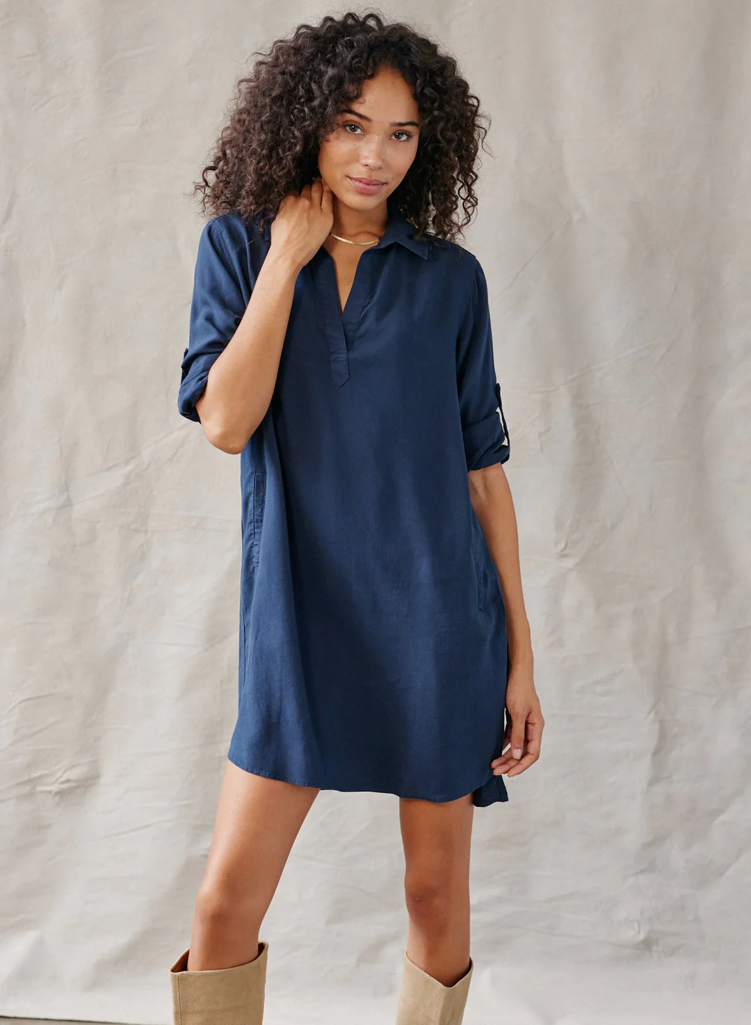 Navy a line dress 2025 with sleeves