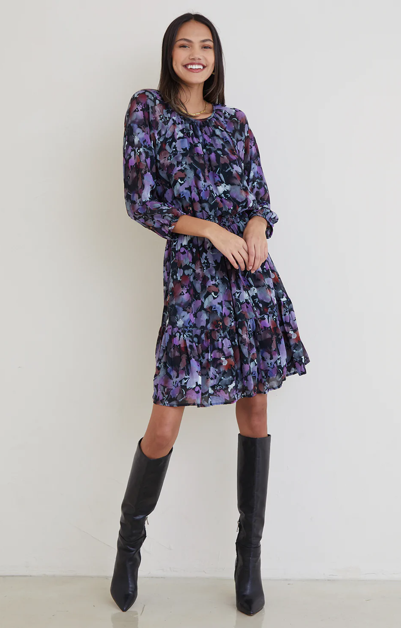 Calla Raglan Mini Dress - Evening Floral Print