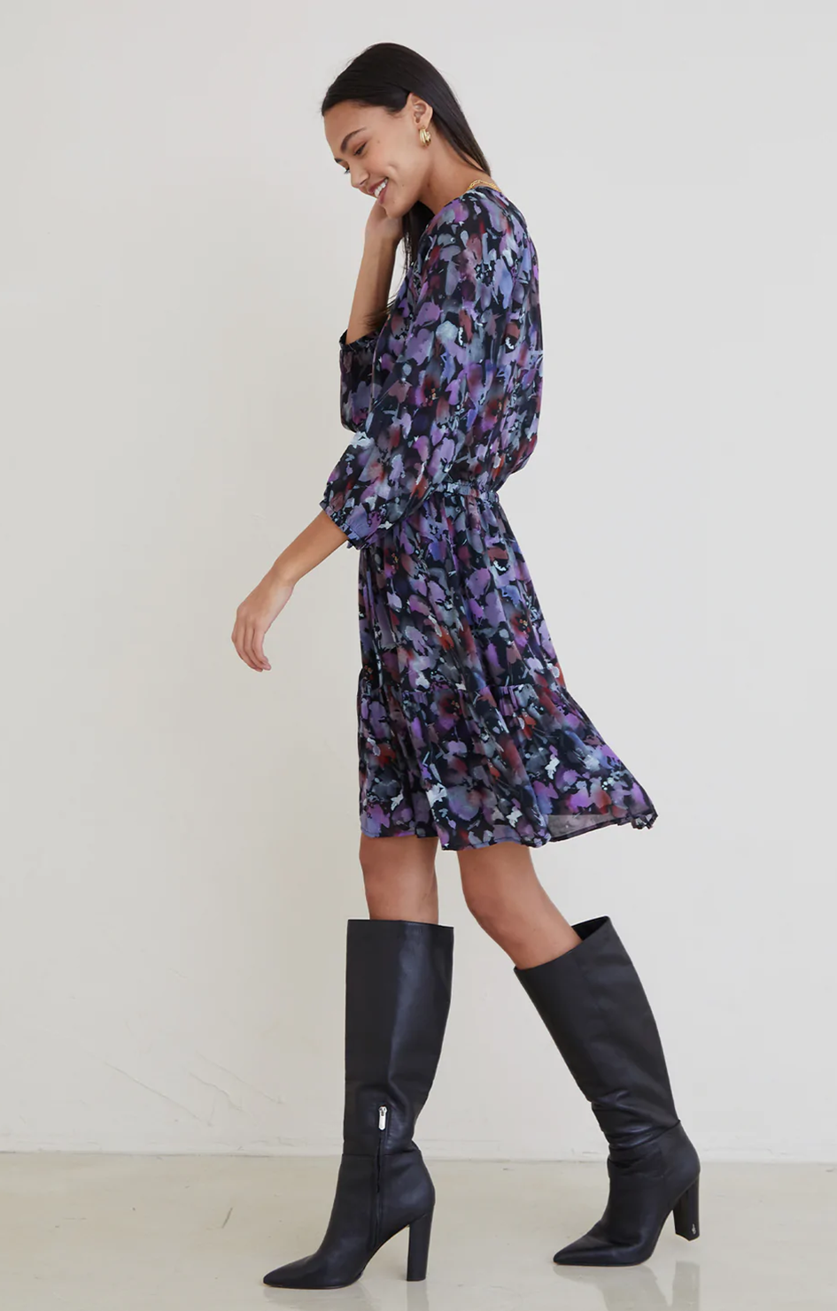 Calla Raglan Mini Dress - Evening Floral Print Calla Raglan Mini Dress - Evening Floral Print
