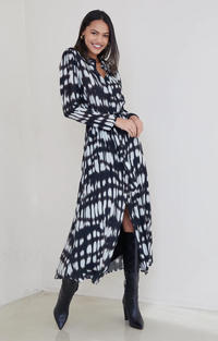 Maxi Shirt Dress - Blurred Ikat Print