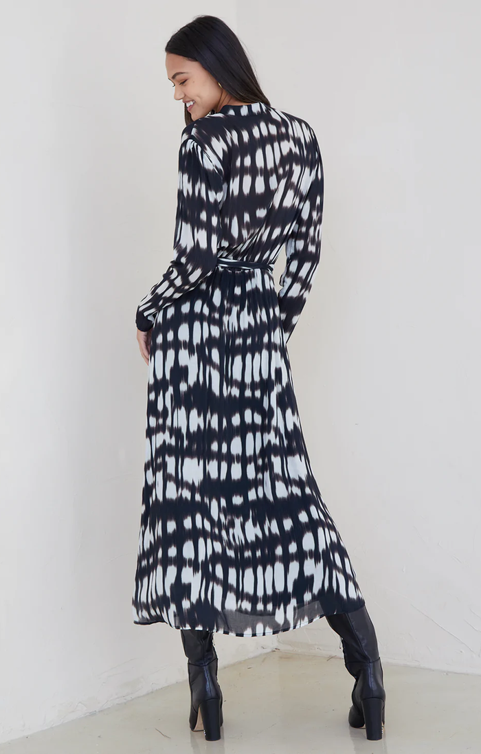 Maxi Shirt Dress - Blurred Ikat Print