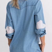 Mia Shirt - Chambray Checkered Clouds - Light Wash