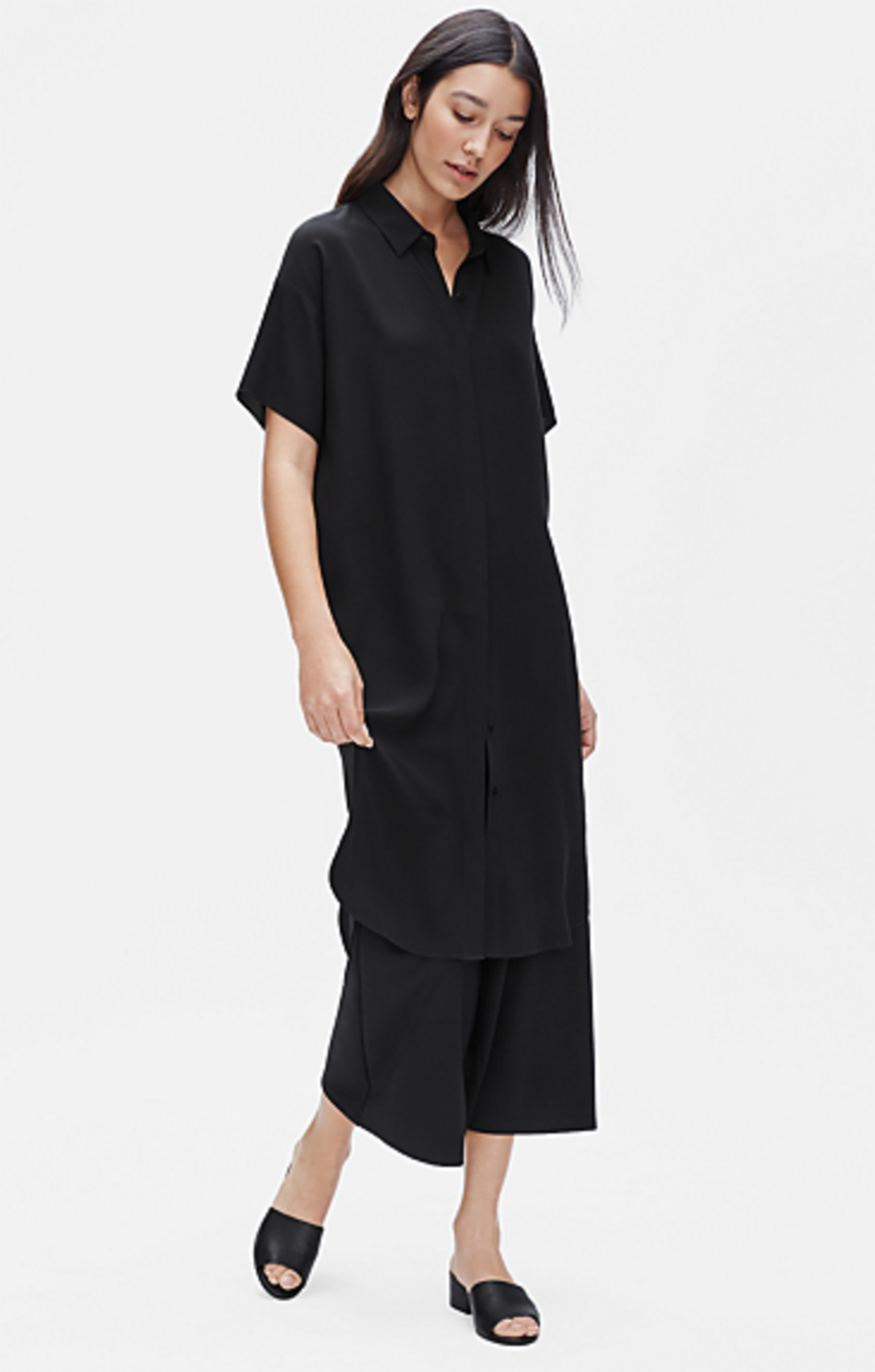 Silk Georgette Crepe Shirt Dress - Eileen Fisher