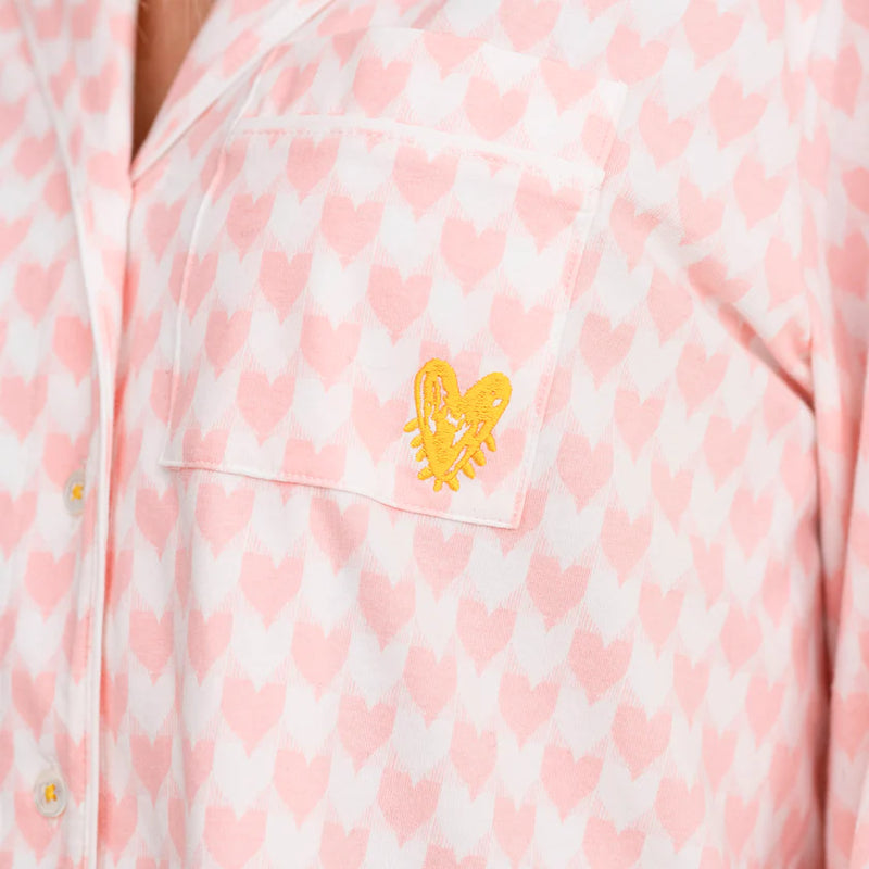 Betty Pajama Set - Heart in Check - Blossom
