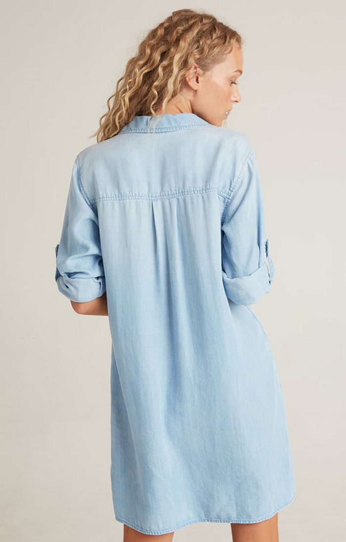 Long Sleeve A-Line Shirt Dress - Sunbleach Wash