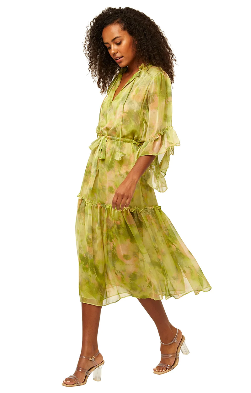 Marcele Dress - Chartreuse Abstract