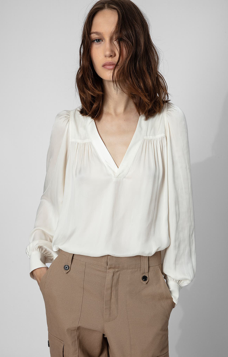 Telia Satin Blouse - Craie